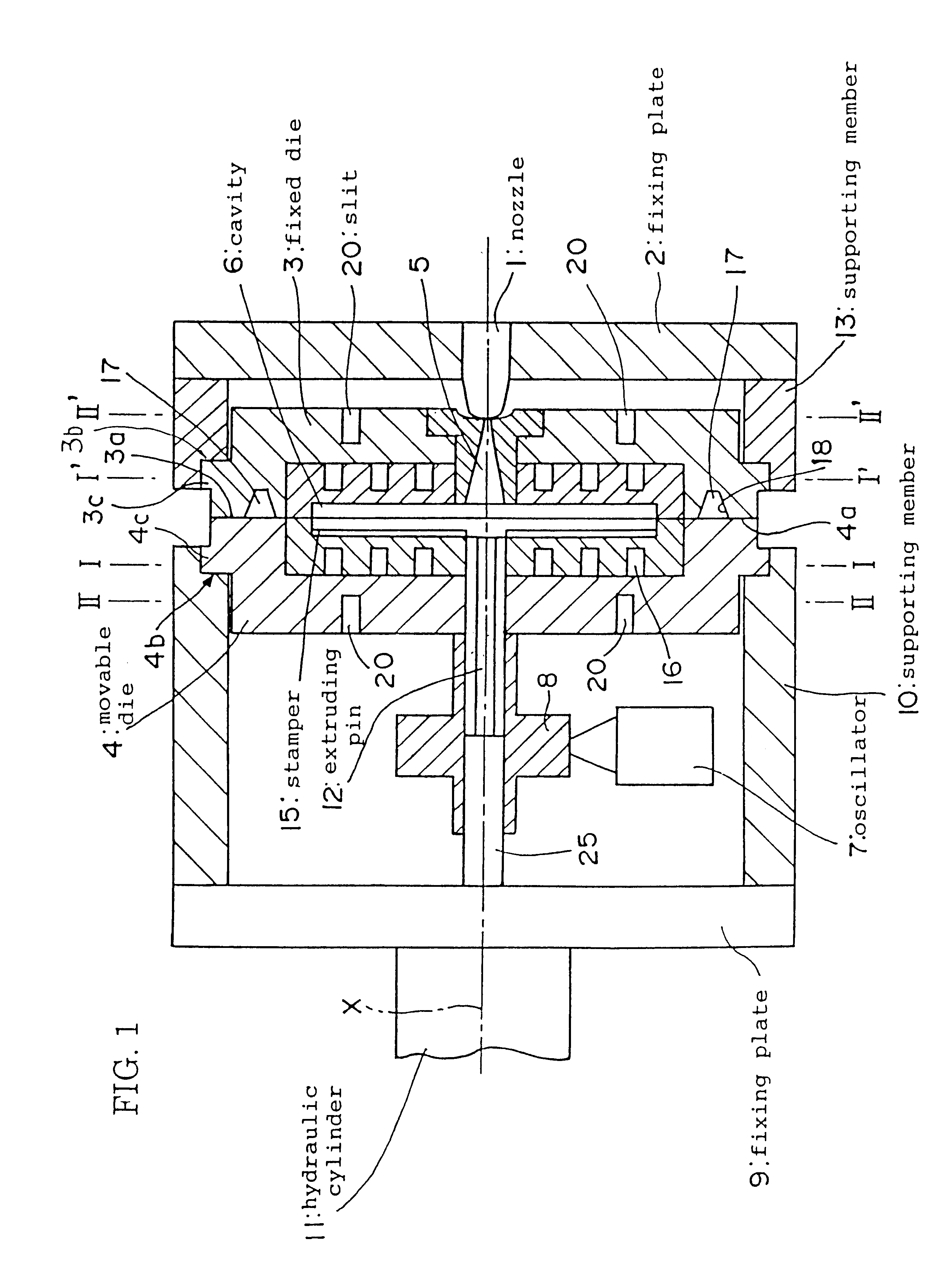 Ultrasonic injection mold for an optical disk