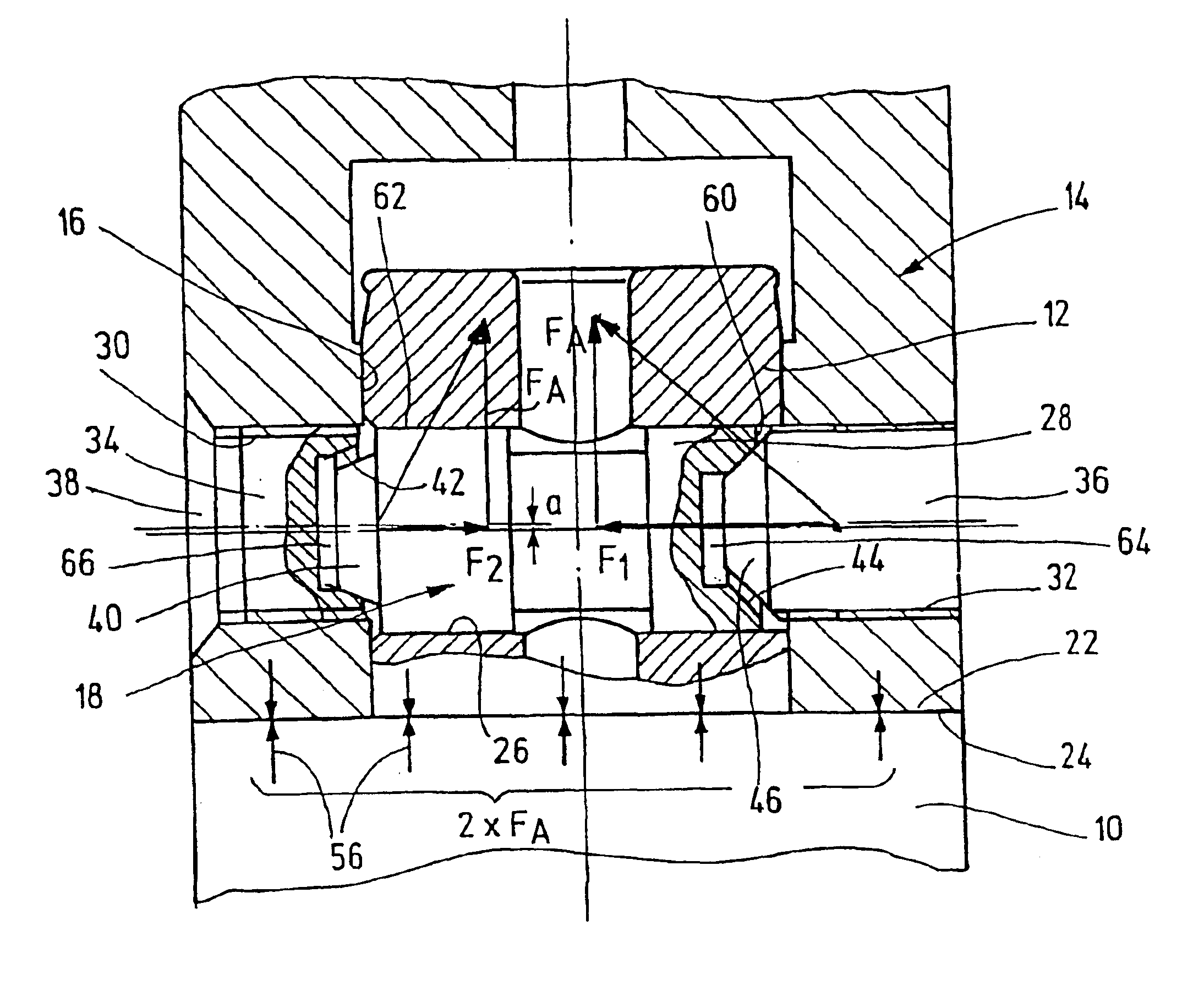 Device for connecting two components