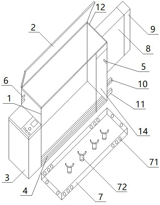 Water boiling device for water boiling test of composite cross arm and use method of water boiling device