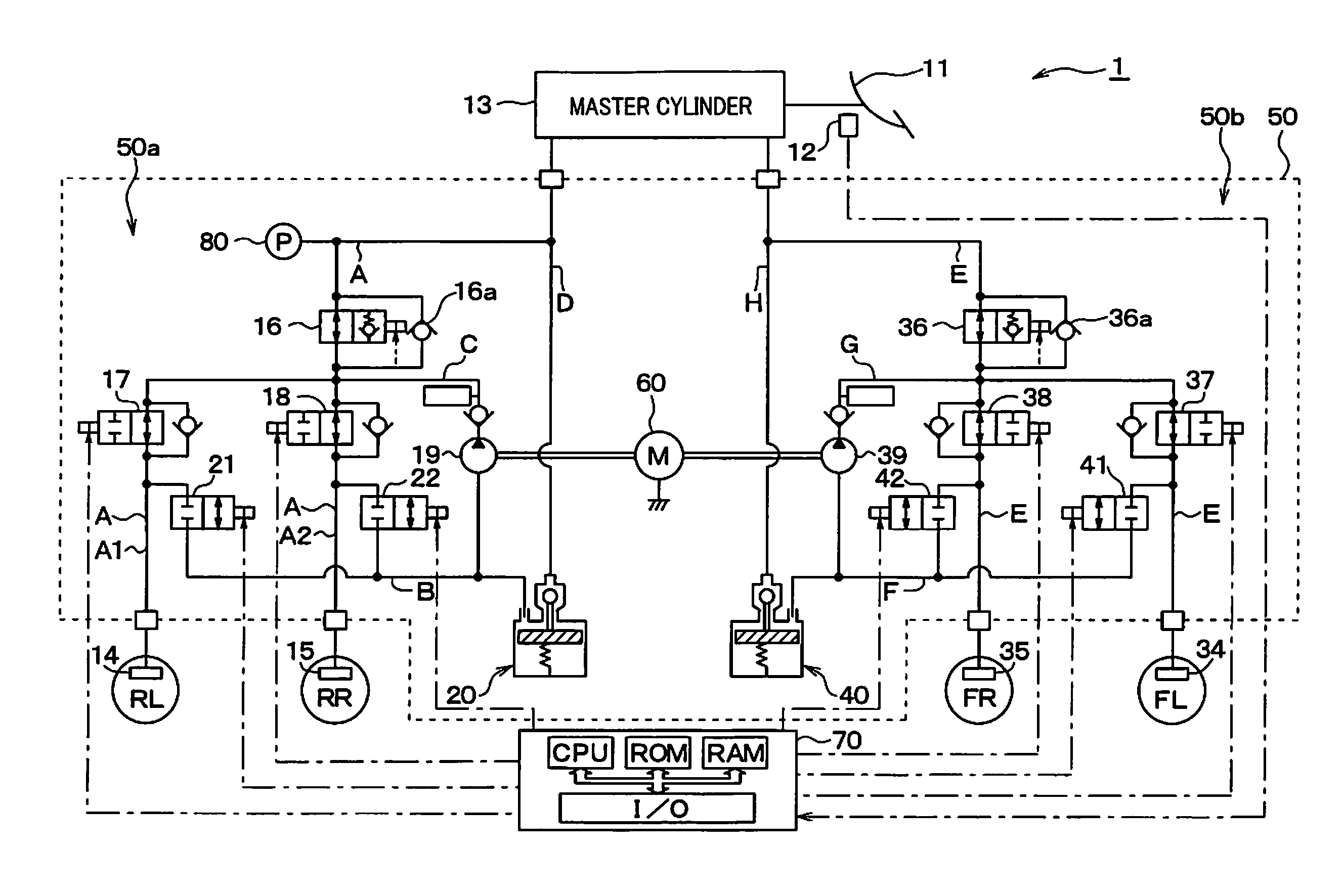 Braking device for vehicle designed to achieve smooth deceleration