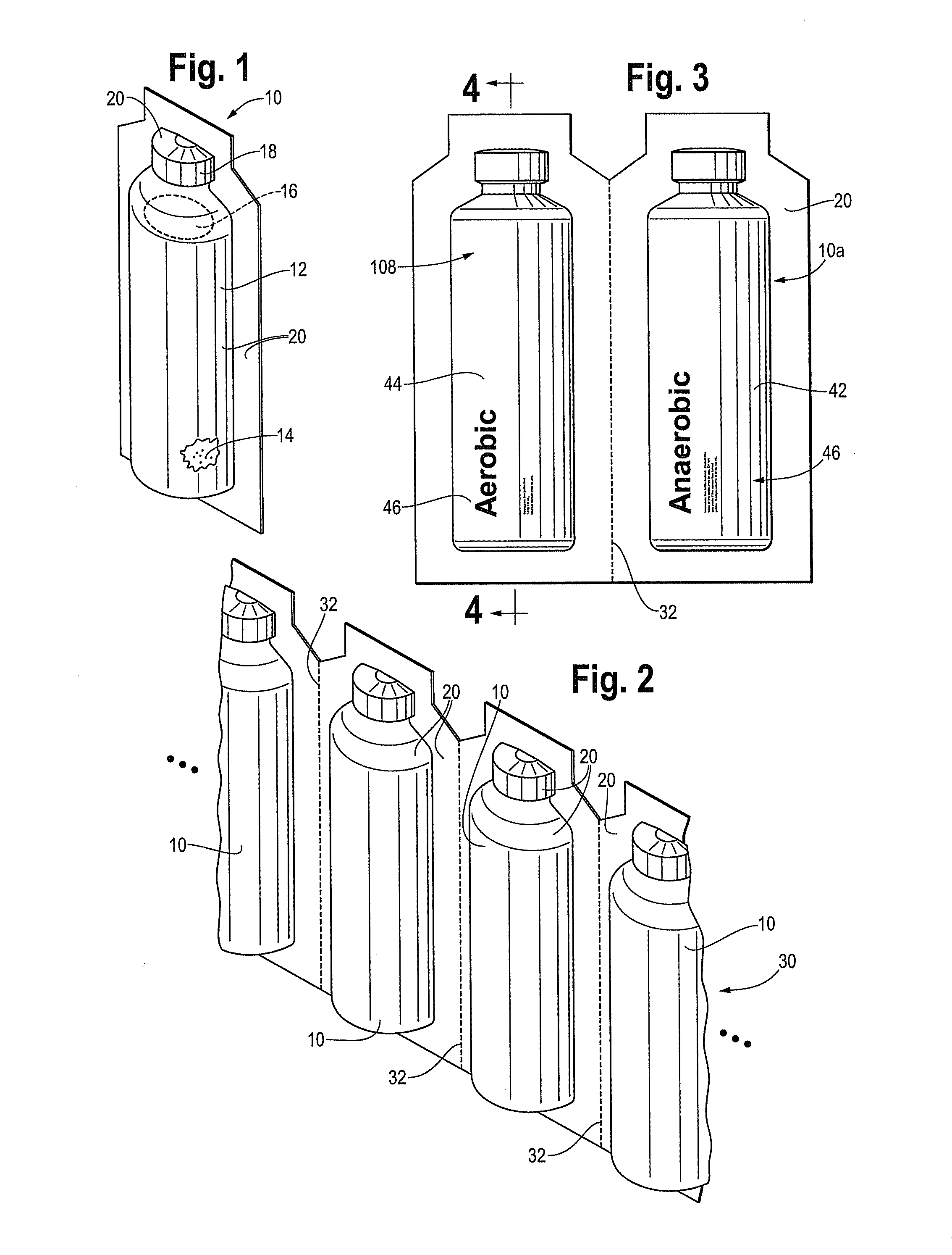 Single layer plastic test sample culture bottle