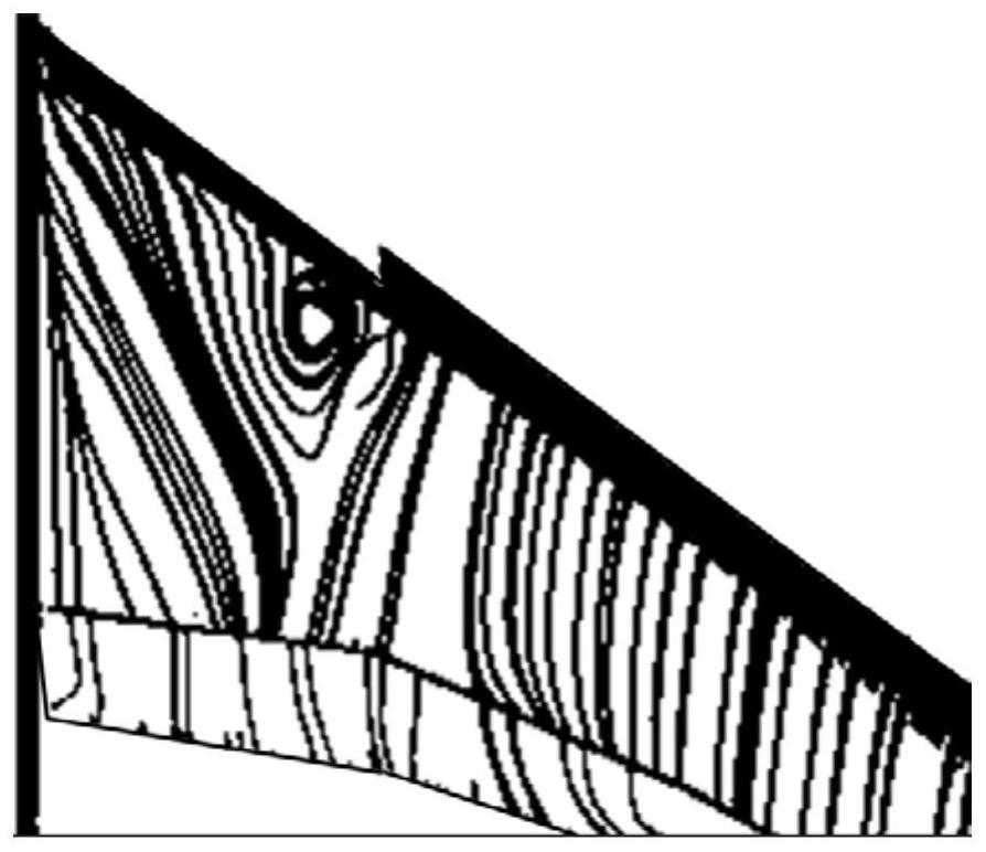 A method and device for optimizing the flow at the junction of a leading-edge curved flap and a leading-edge slat