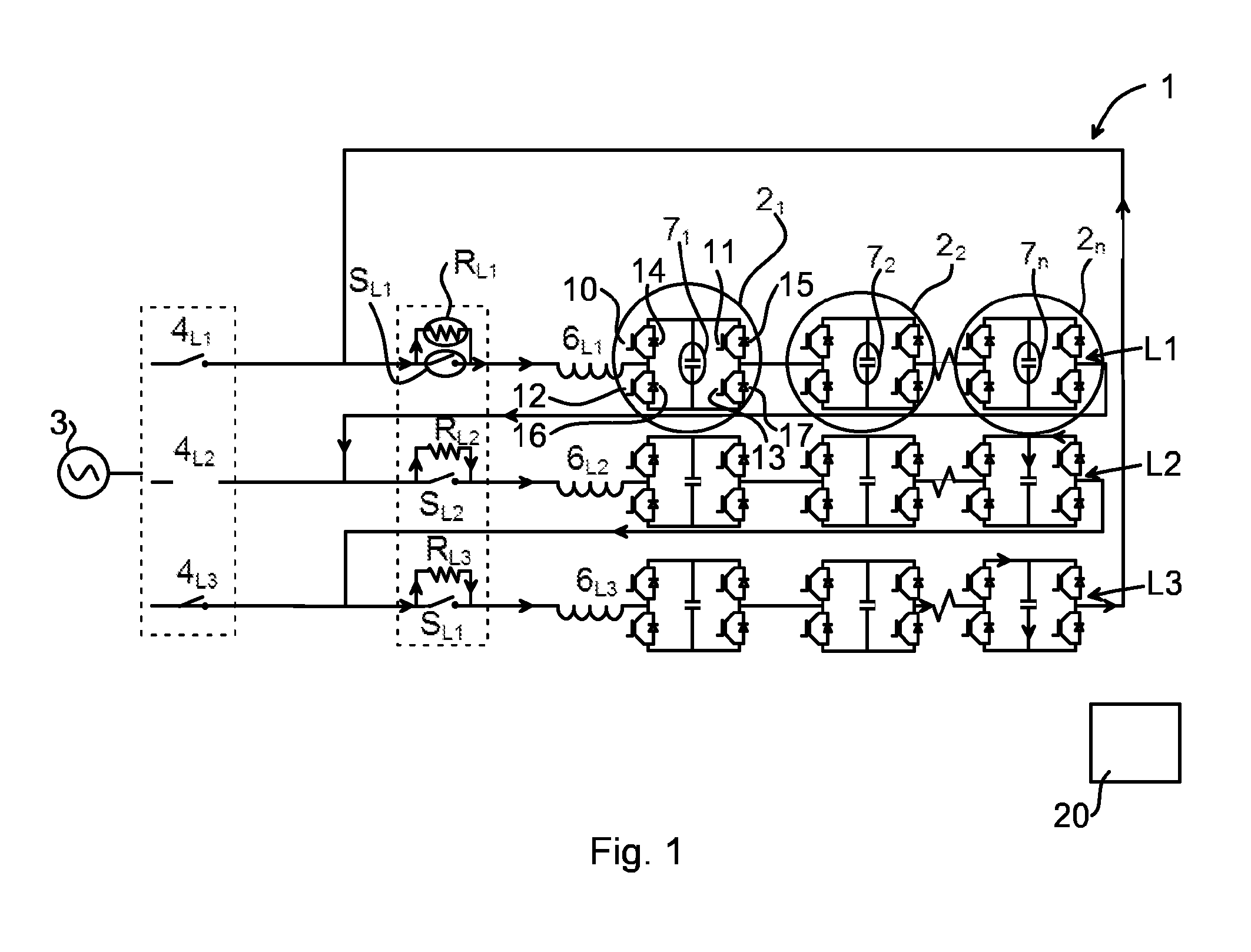 Methods for de-energizing a chain-link converter, controller, computer programs and computer program products