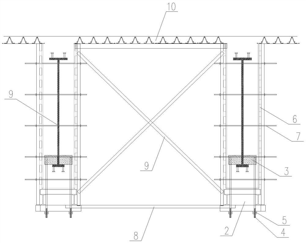 High and large space profile steel-concrete structure roof construction formwork system and method