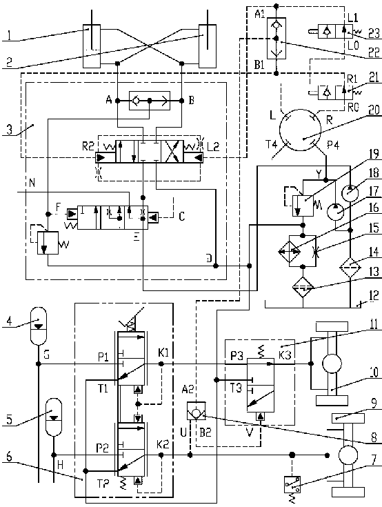 Engineering machinery brake steering system