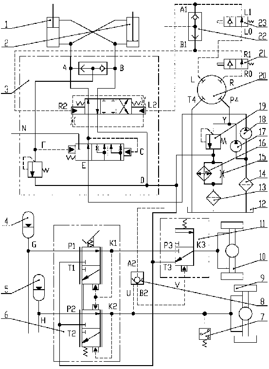 Engineering machinery brake steering system