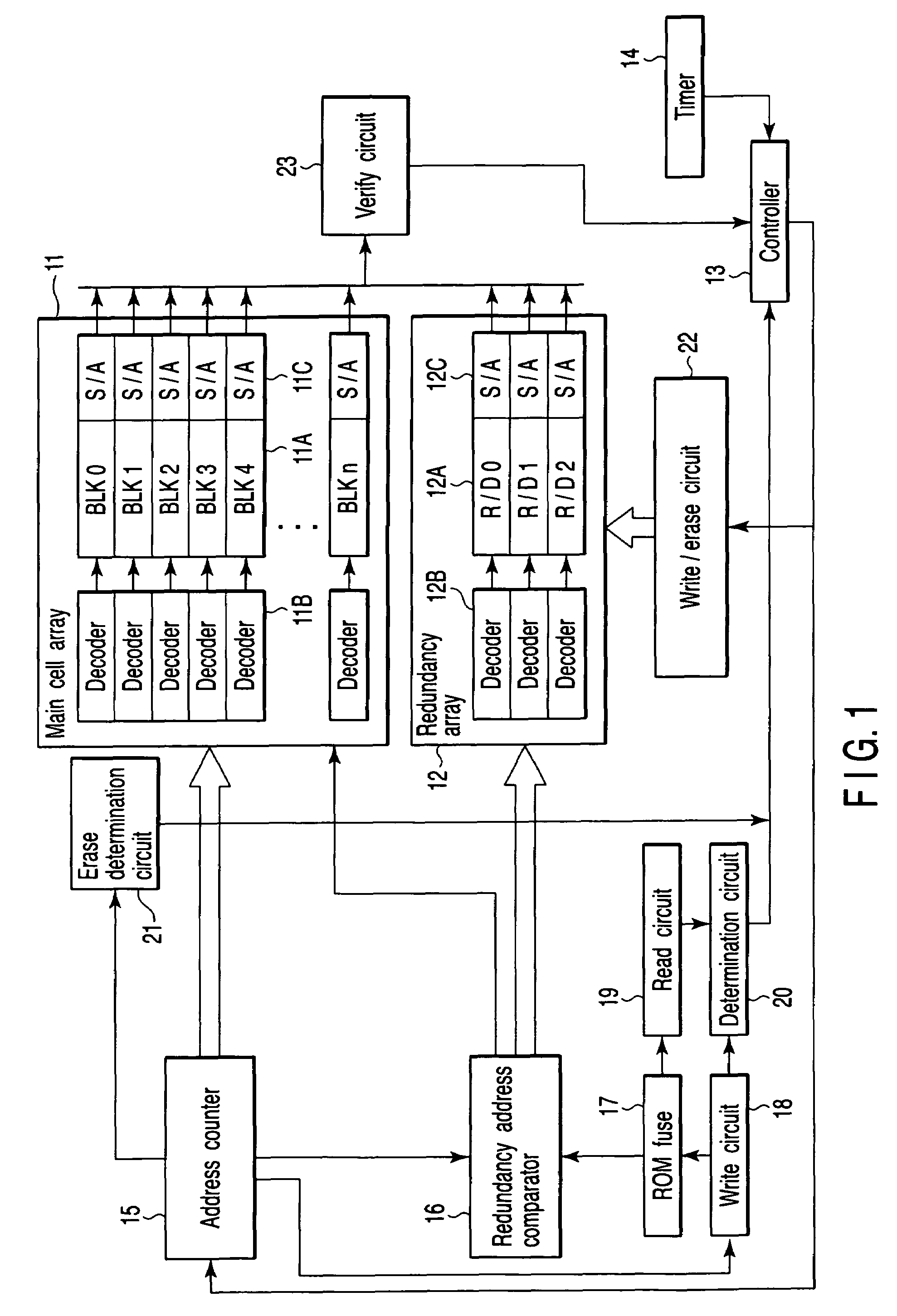 Nonvolatile semiconductor memory including redundant cell for replacing defective cell