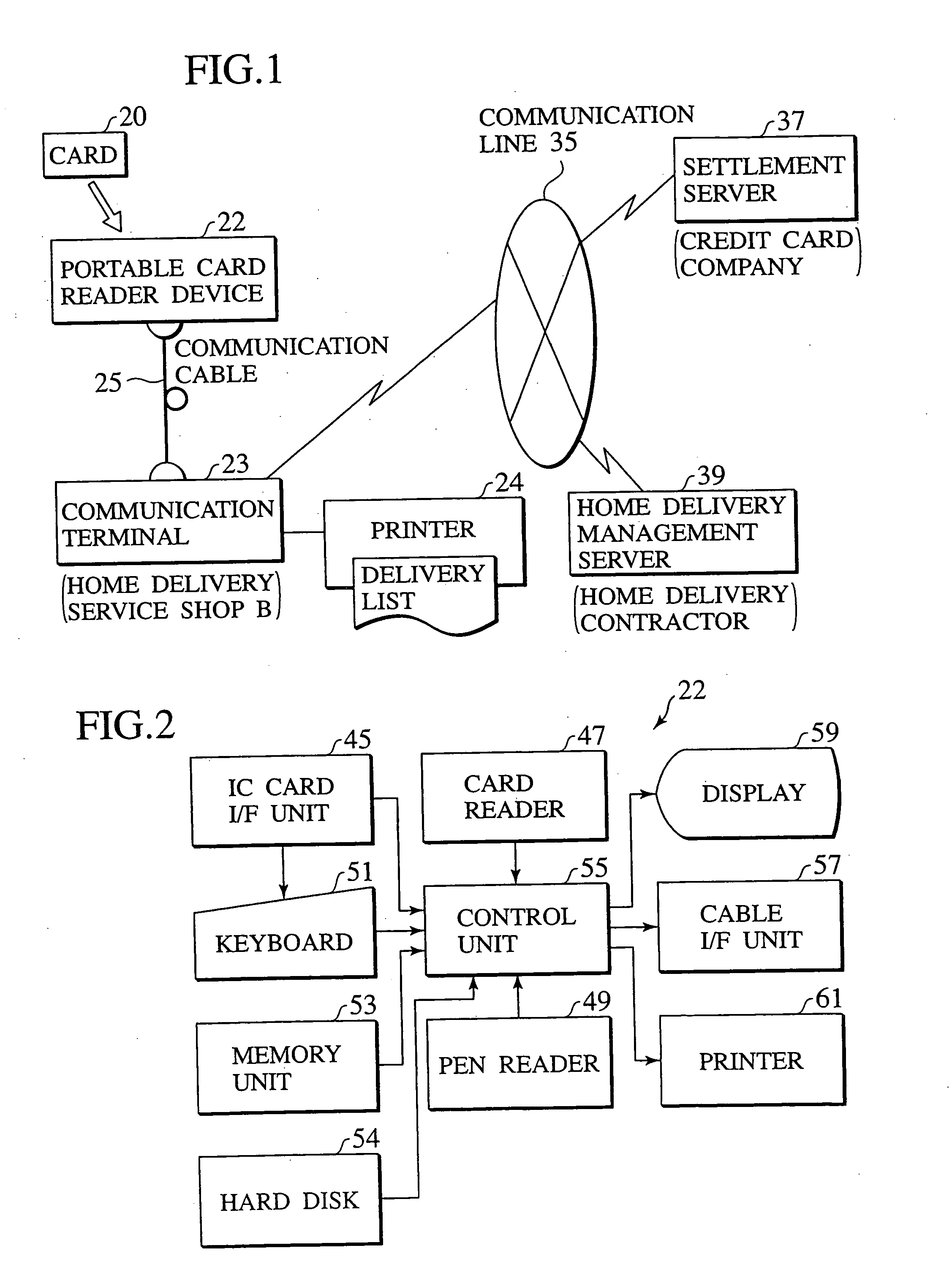 Portable card reader and card settlement system