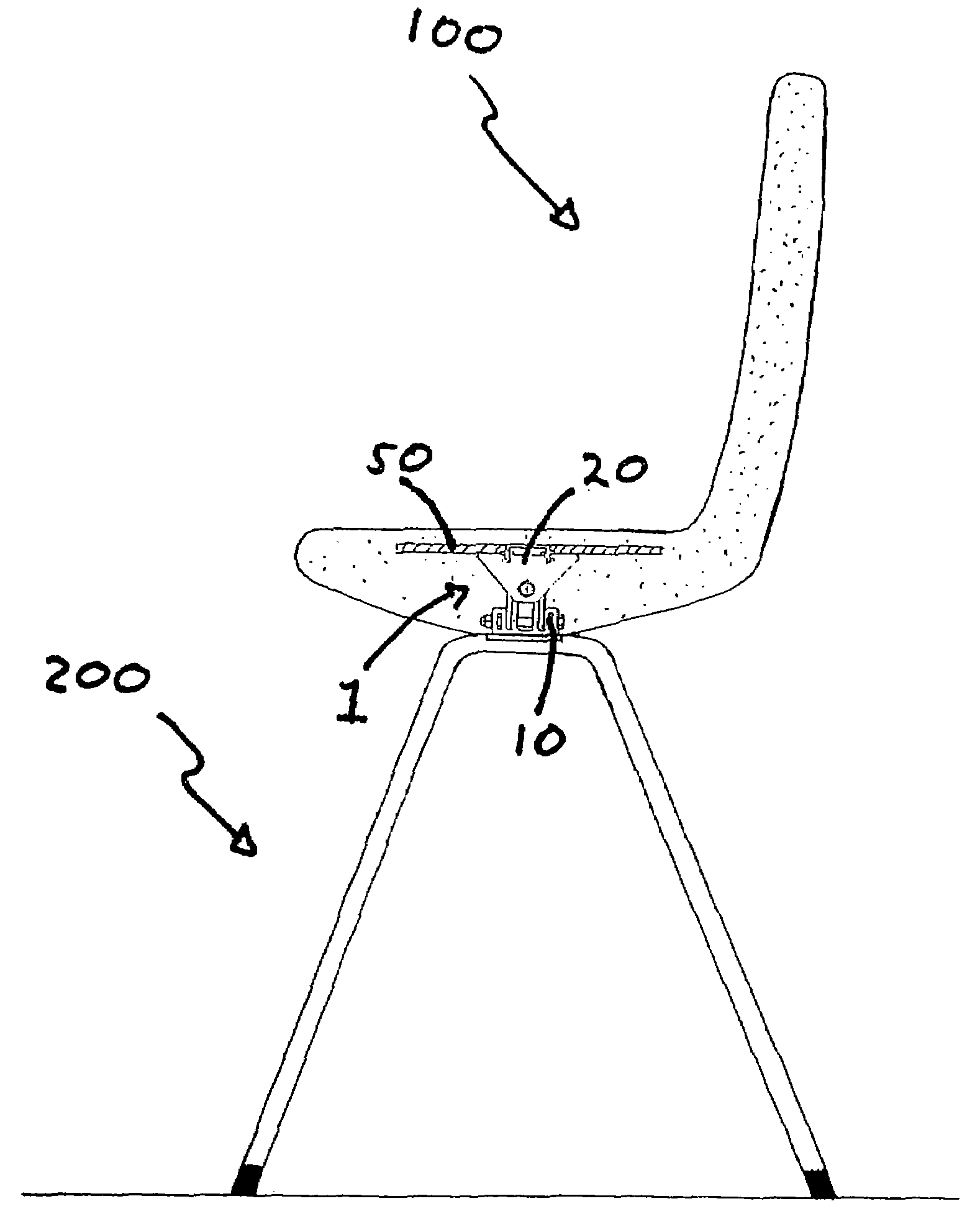 Mobile joint suitable for a sitting device