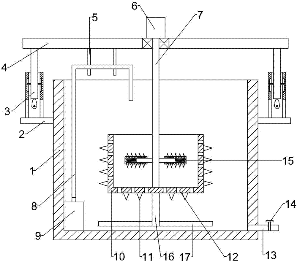 Energy-saving and environment-friendly sewage treatment device having function of adjusting mixing range