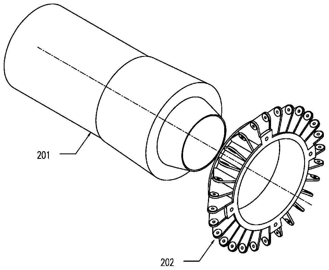 Large single-K node triangular truss stiffening ring and integrated tension application method