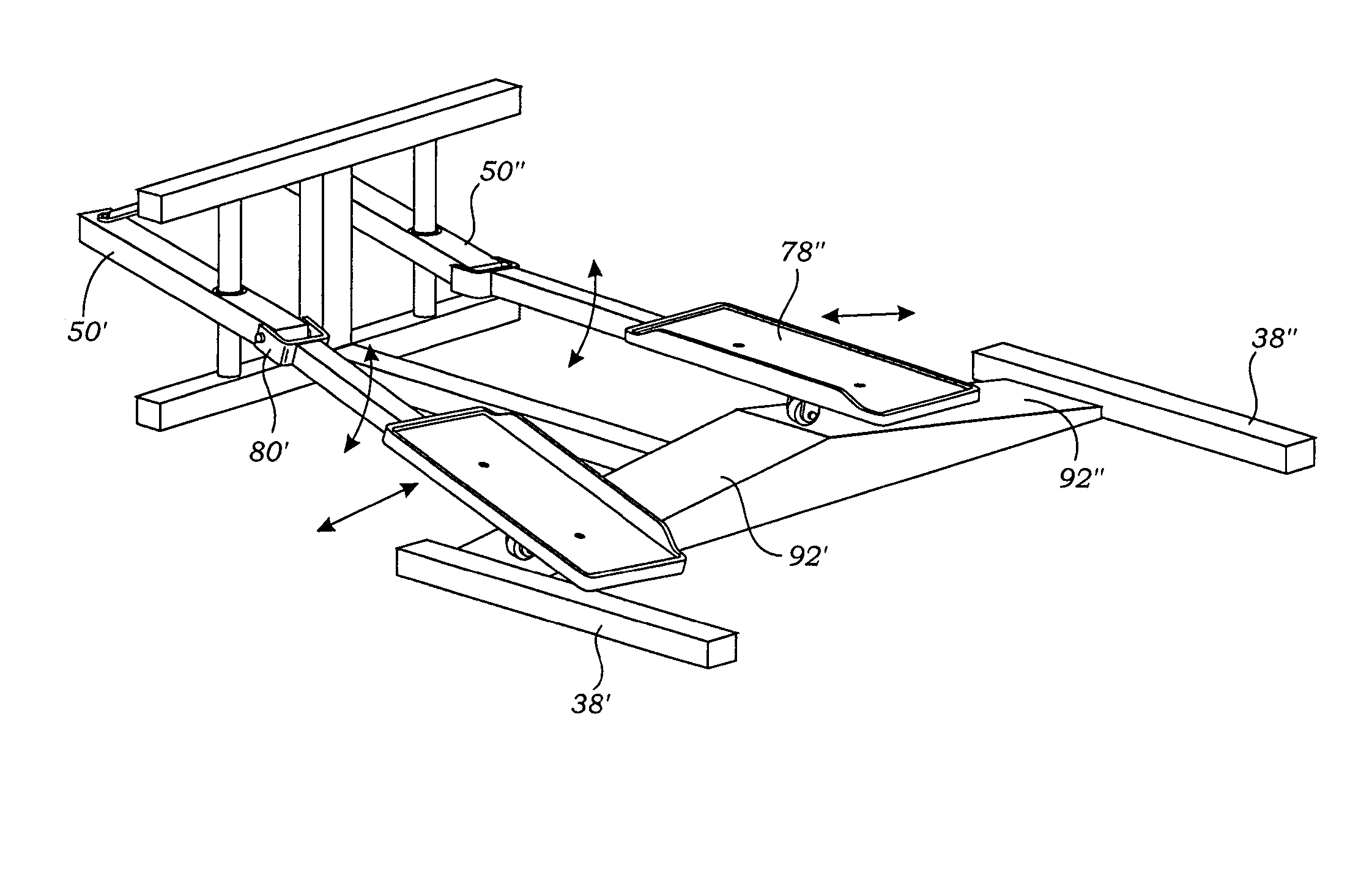 Exercising machine providing lateral, skating-like motion