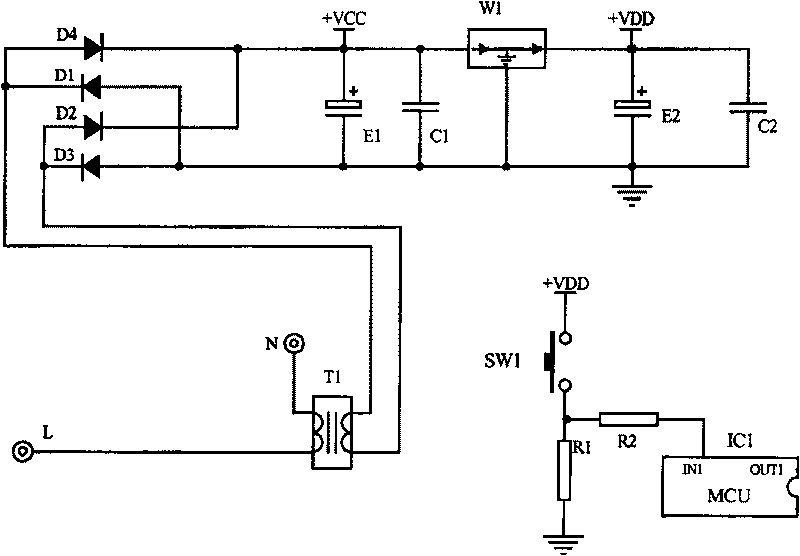 Power supply switching device for household electrical appliance