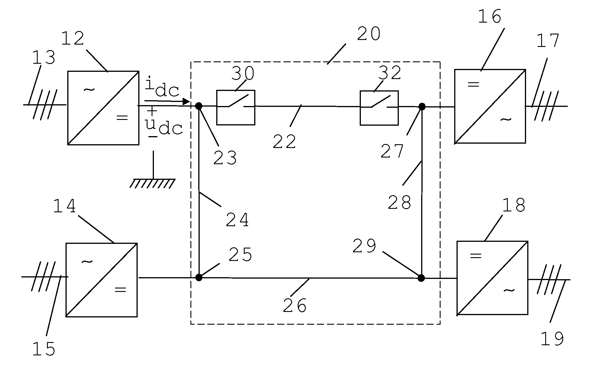 Fault current limitation in DC power transmission systems