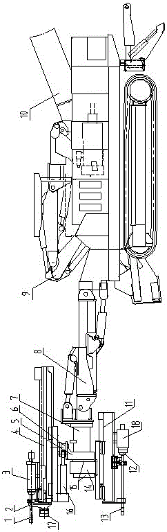 Double-arm four-drill drilling, anchoring and loading integrated machine