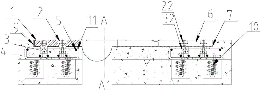 Highway bridge shallow-embedded type flexible comb plate expansion and contraction device and installation method