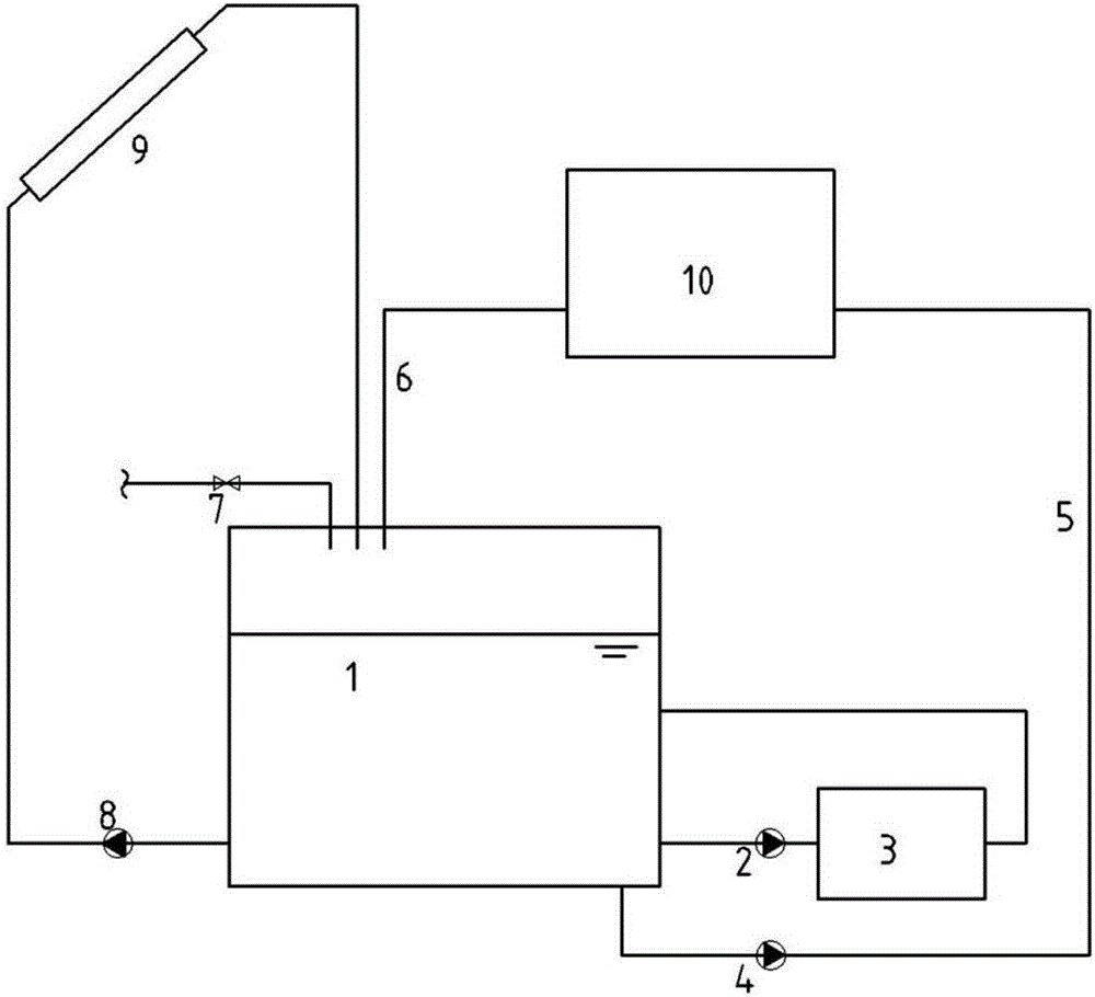 Control method for lowest-water-level-changing double-water-tank solar water heating system