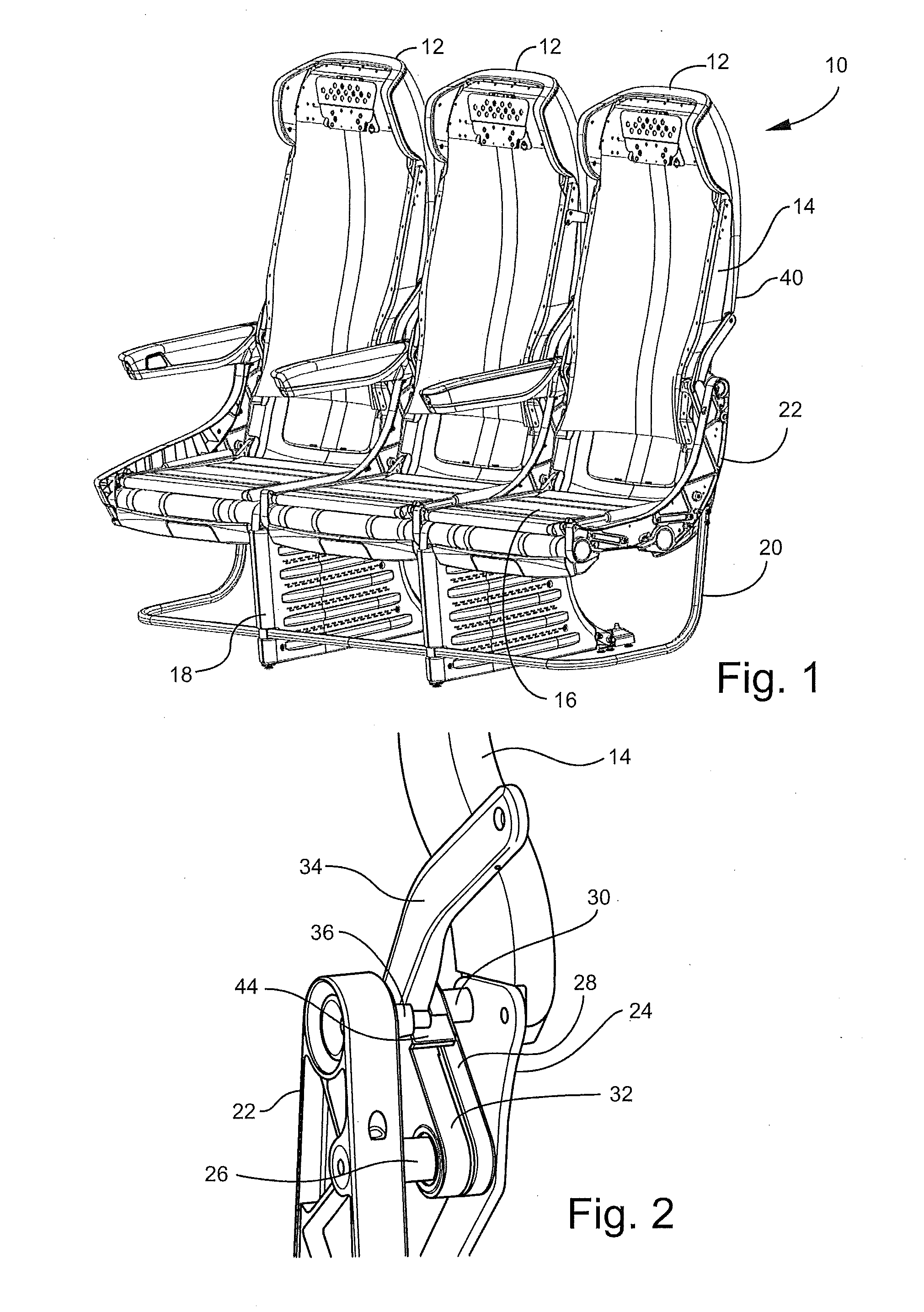 Passenger seat recline and tray table support mechanism