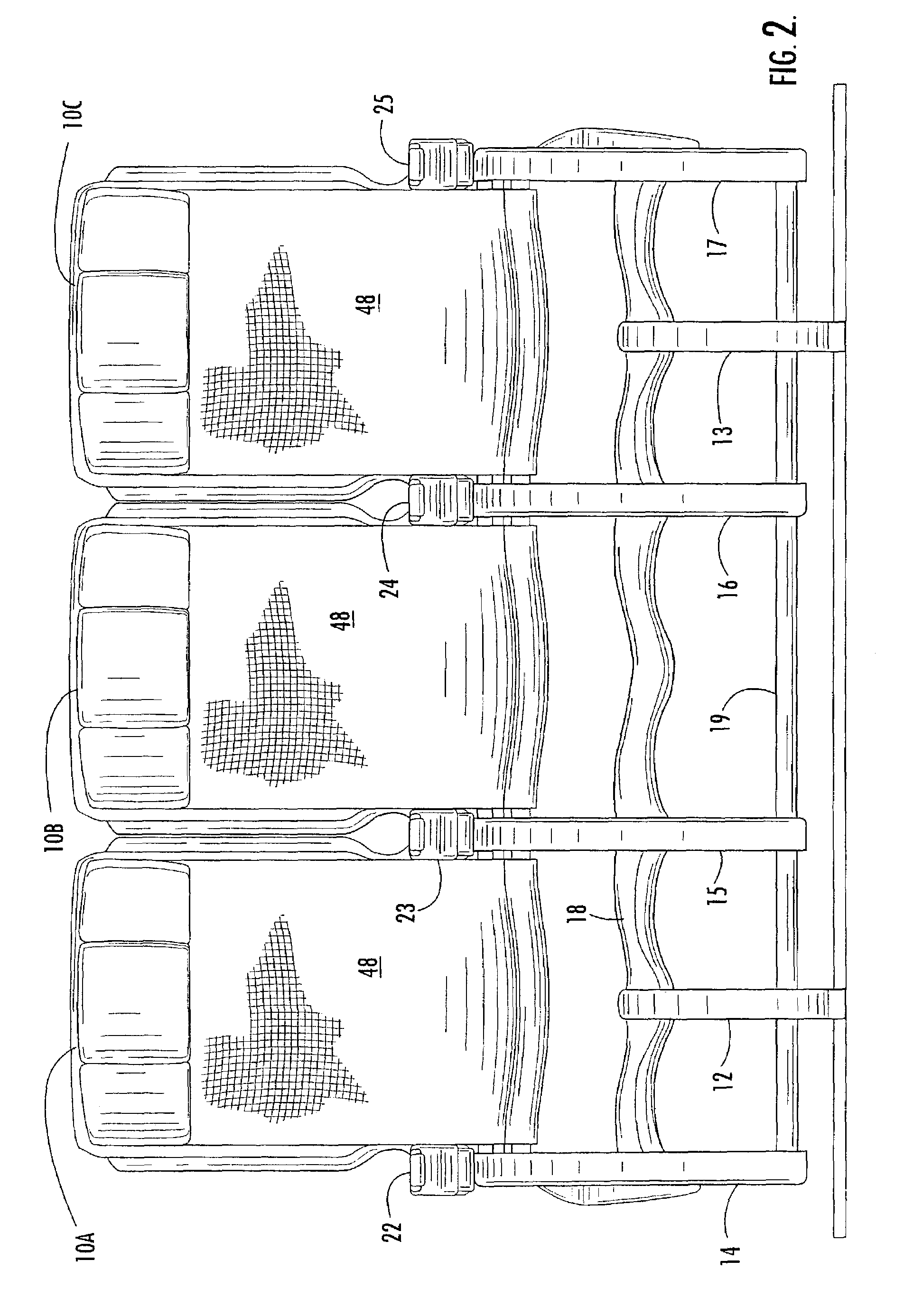 Curved beam aircraft passenger seat