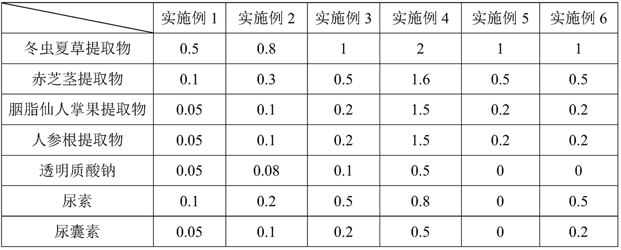 Chinese caterpillar fungus composition, Chinese caterpillar fungus skin cream and preparation method and application