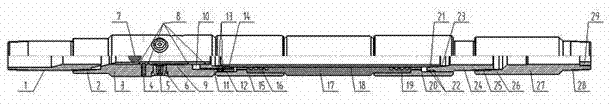 Multi-stage draggable water-jet packer tubular column and technology