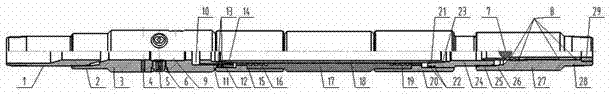 Multi-stage draggable water-jet packer tubular column and technology