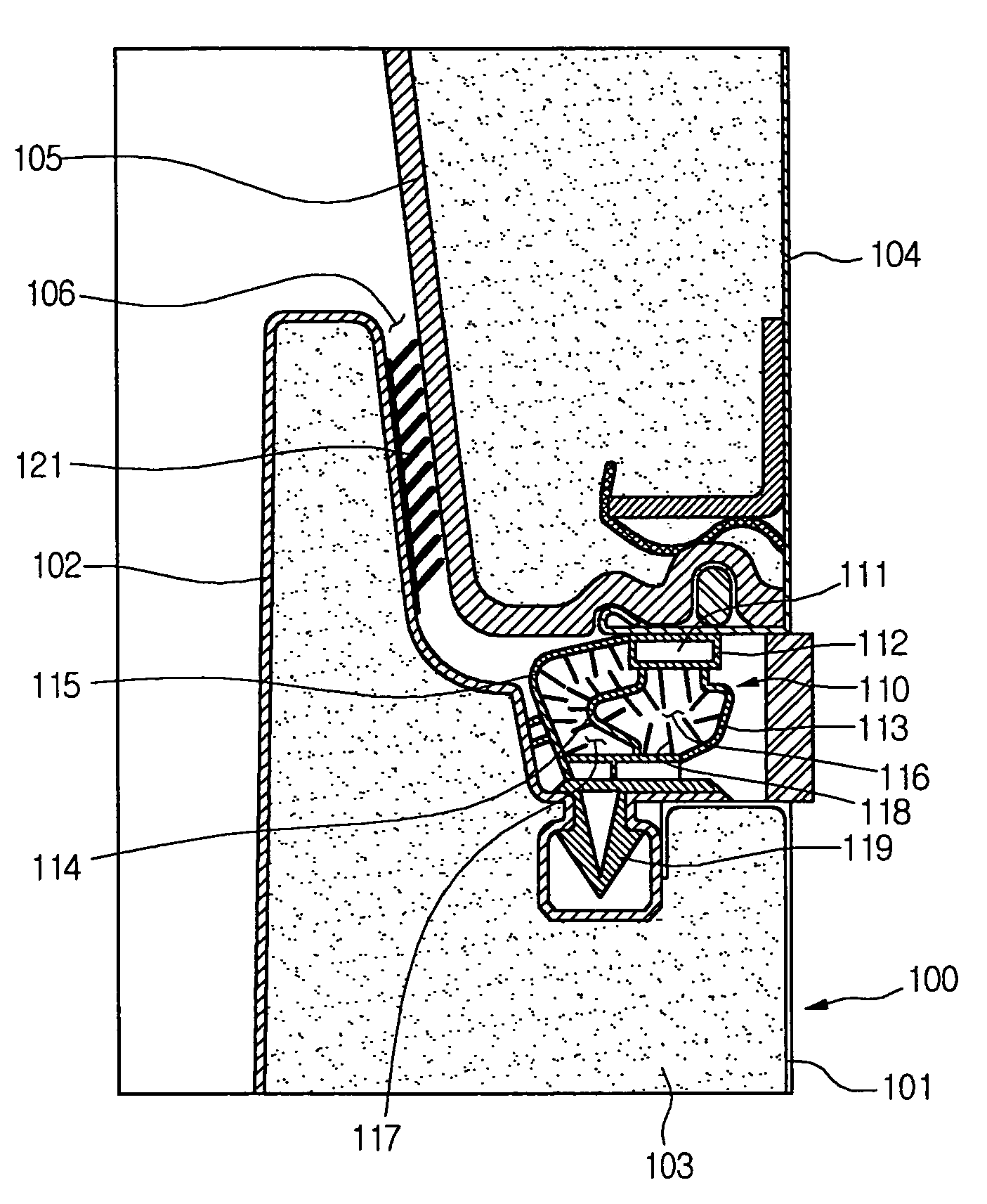 Sealing structure of refrigerator