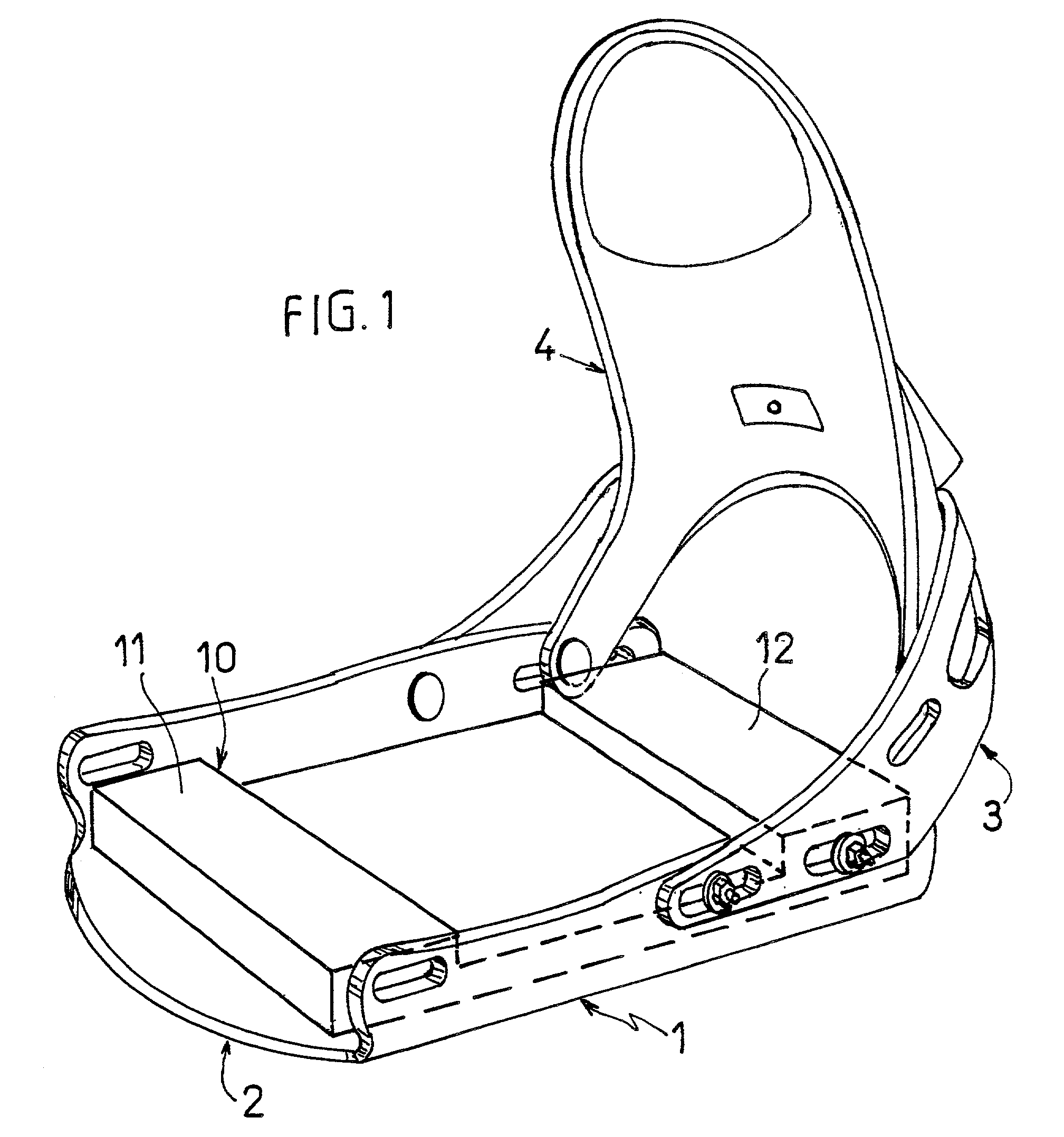 Interface element used on a snowboard