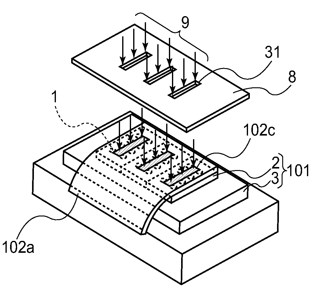 Liquid jetting head, method for changing protective tape in adhesive strength, and protective tape