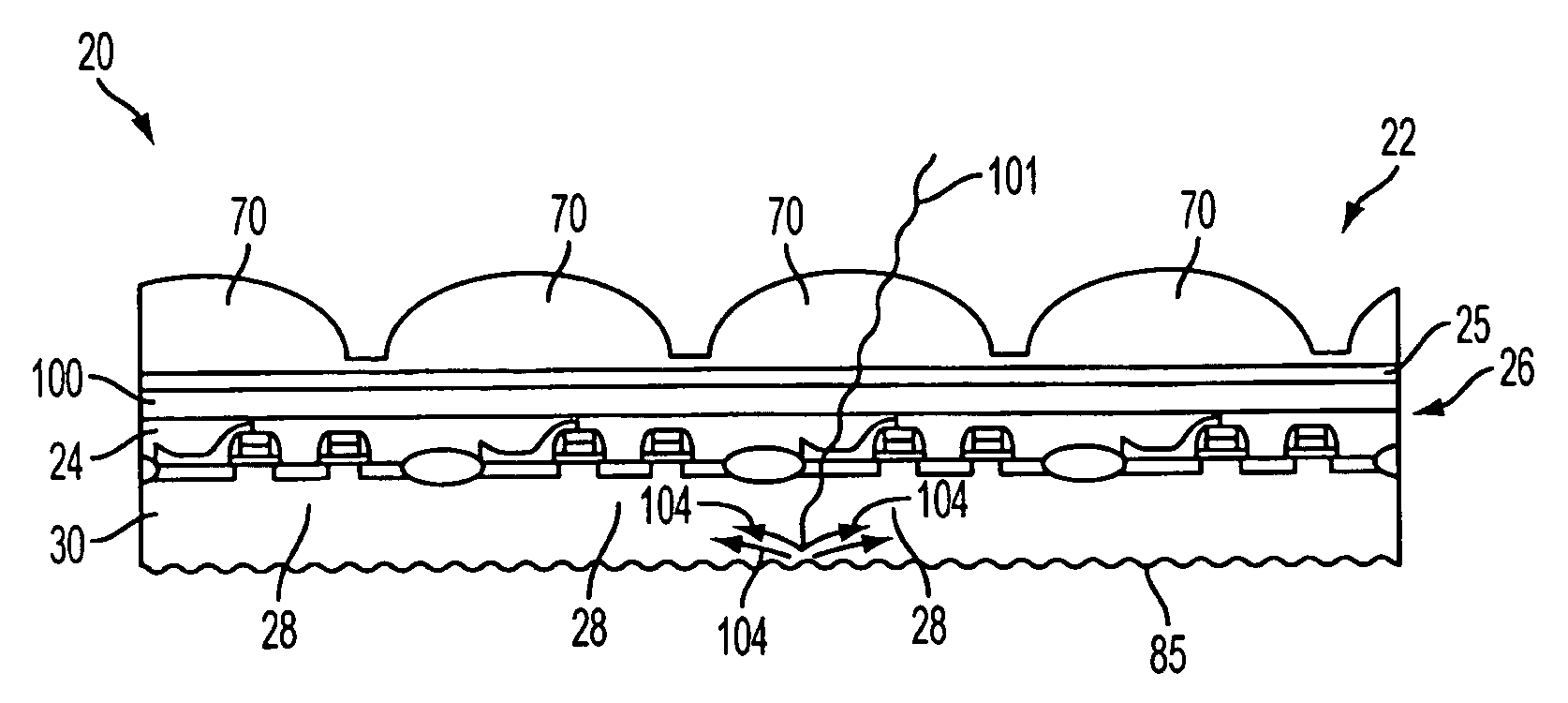 Backside silicon wafer design reducing image artifacts from infrared radiation