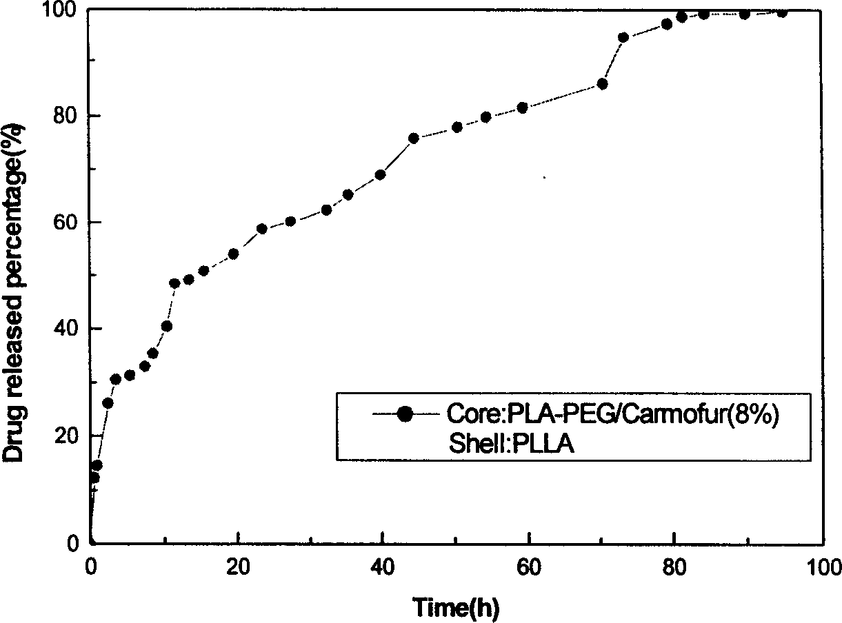 Process for preparing nanometer fiber for packaging medicine or growth factor