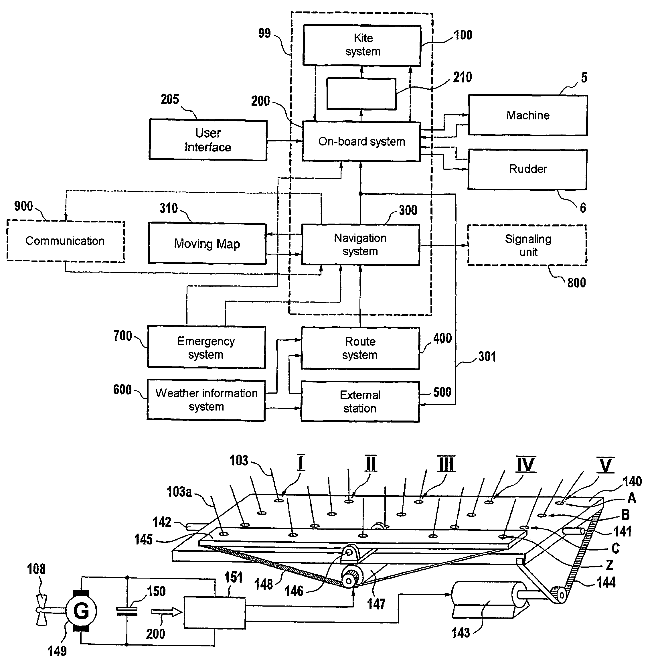 Watercraft comprising a free-flying kite-type wind-attacked element as a wind-powered drive unit