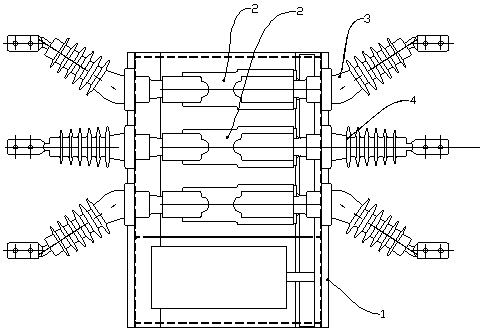 Vacuum switch on metal enclosed column of straight outgoing line sleeve