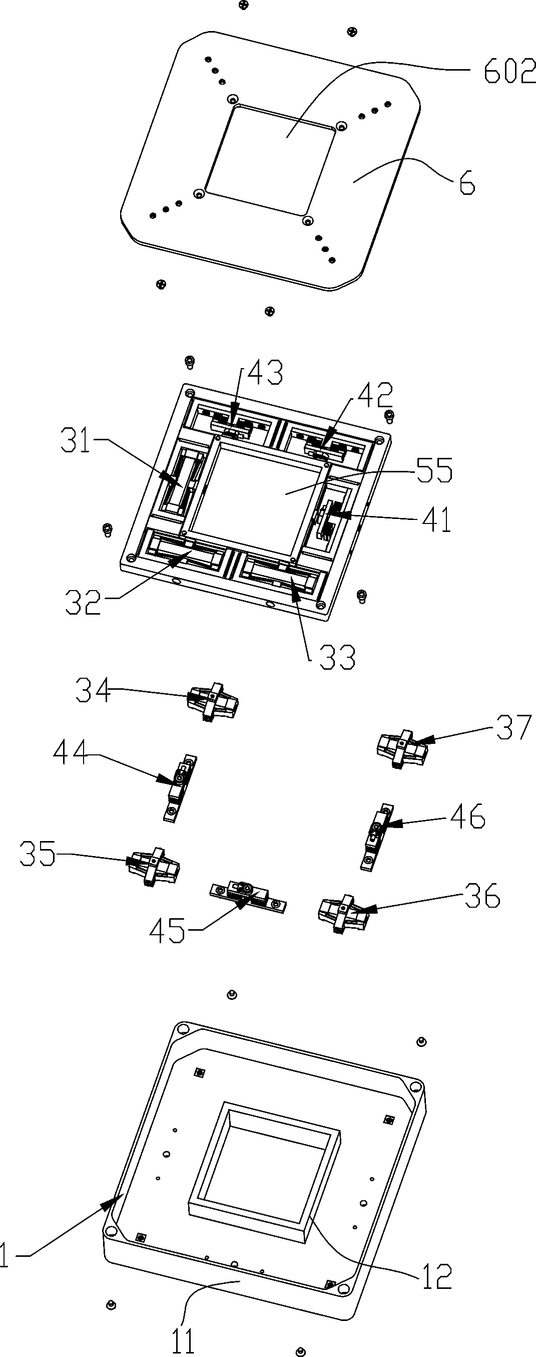 Six-degree-of-freedom large-stroke uncoupled large hollow series-parallel piezoelectric micro-motion platform