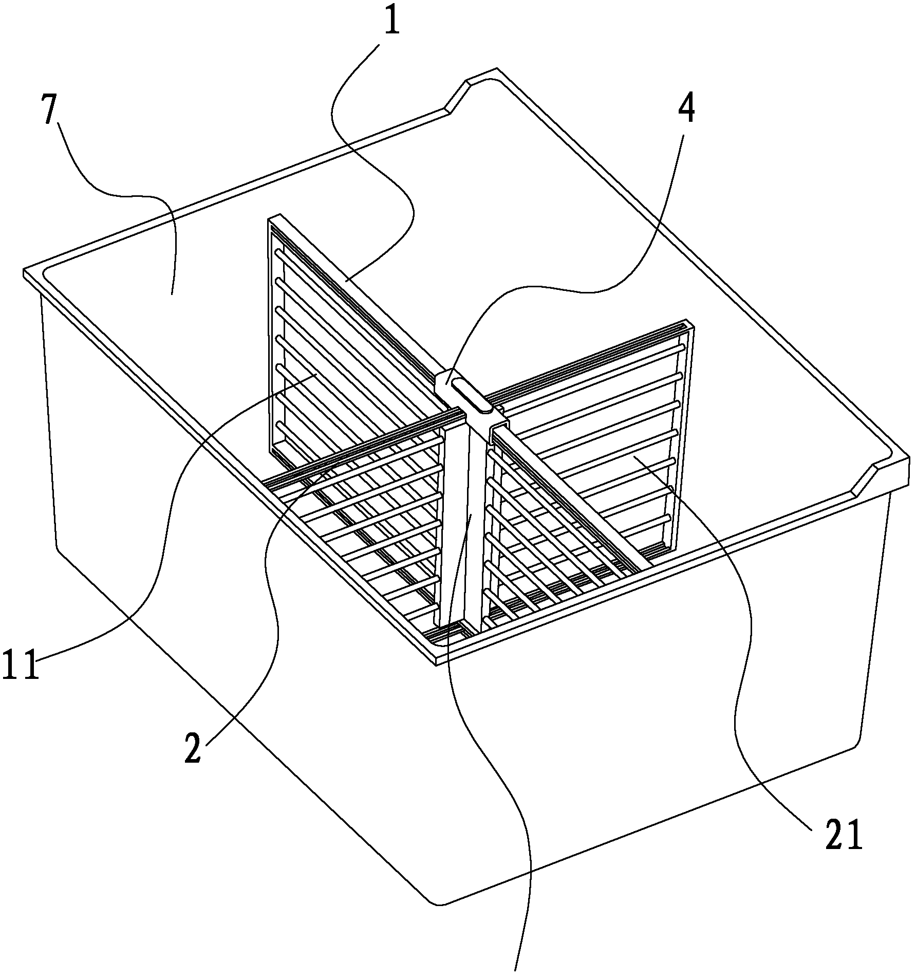 Separating shelf assembly for refrigerator drawer and refrigerator provided with same