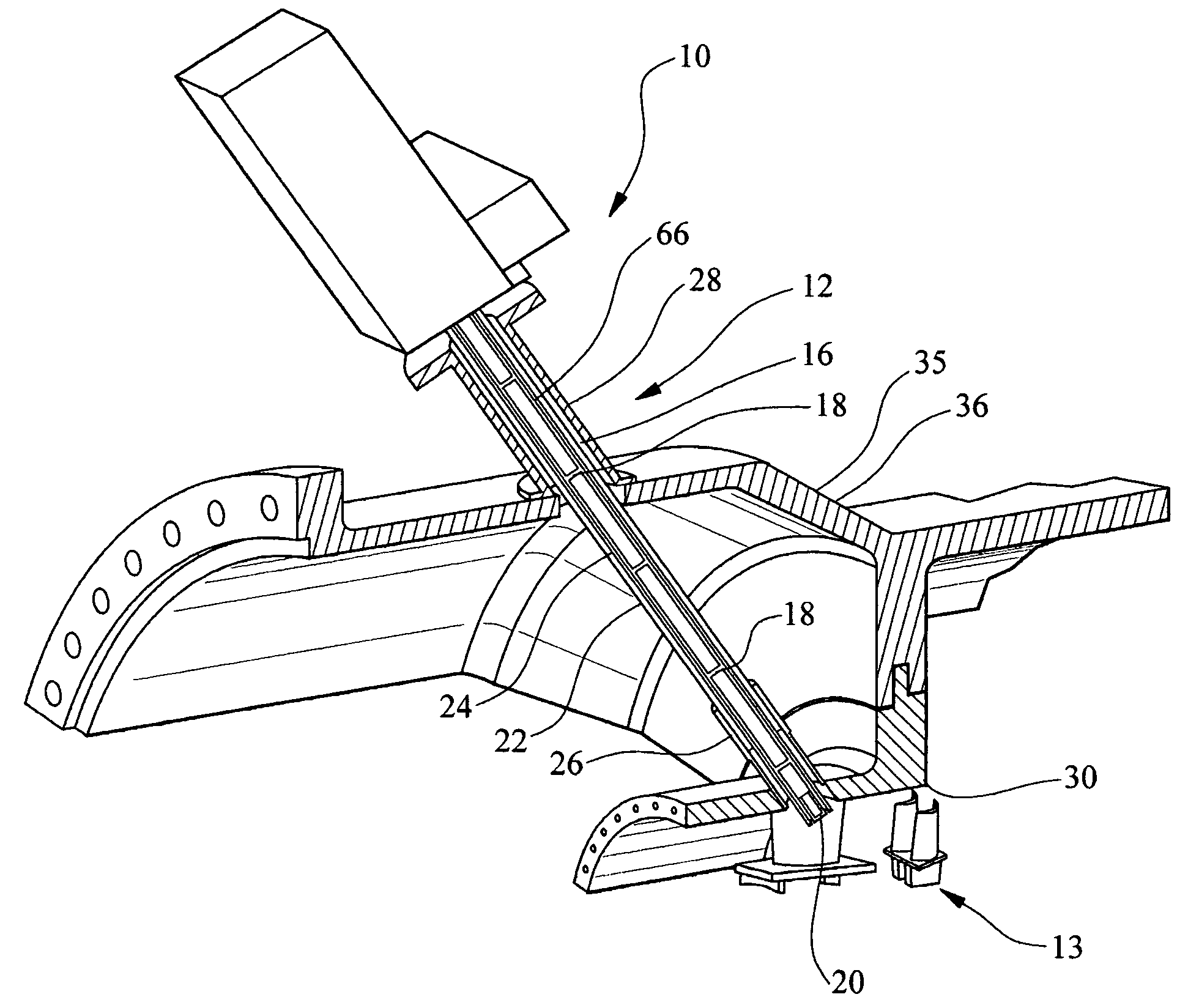 Inspection system for a turbine blade region of a turbine engine