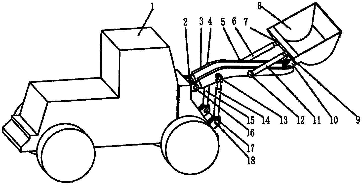 Space hydraulic loading machine with bucket capable of realizing two-dimensional rotation