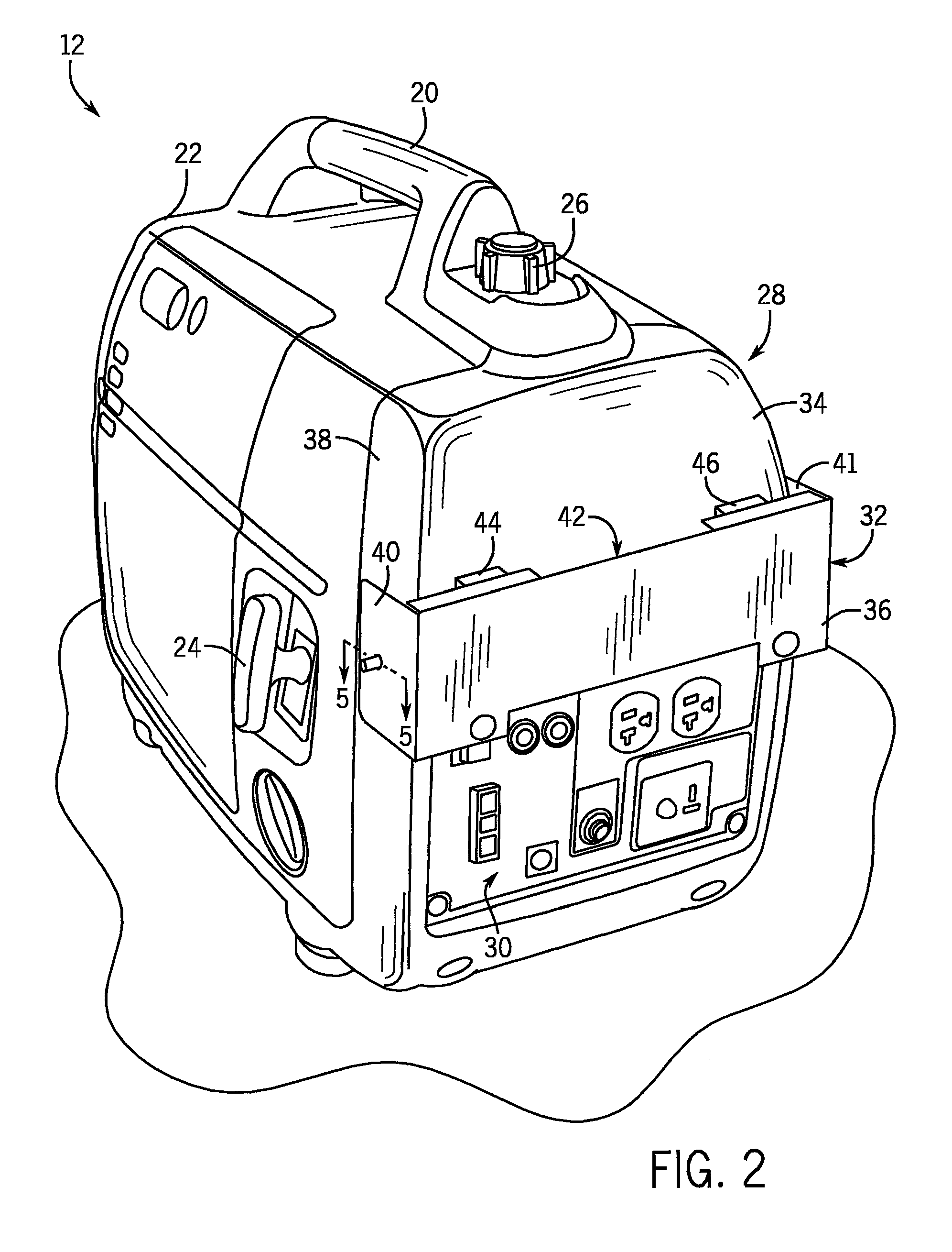 Vibration absorbing mount for attaching an accessory to a portable power source