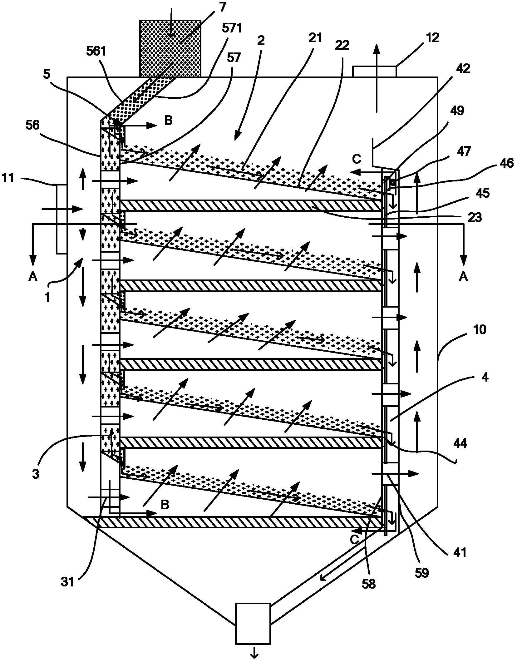 Flue gas adsorbing and purifying device for coke oven