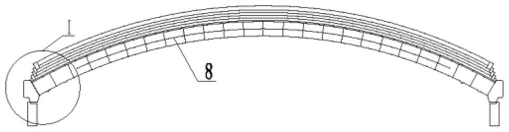 Crown structure of large-scale oxygen-fuel combustion glass kiln