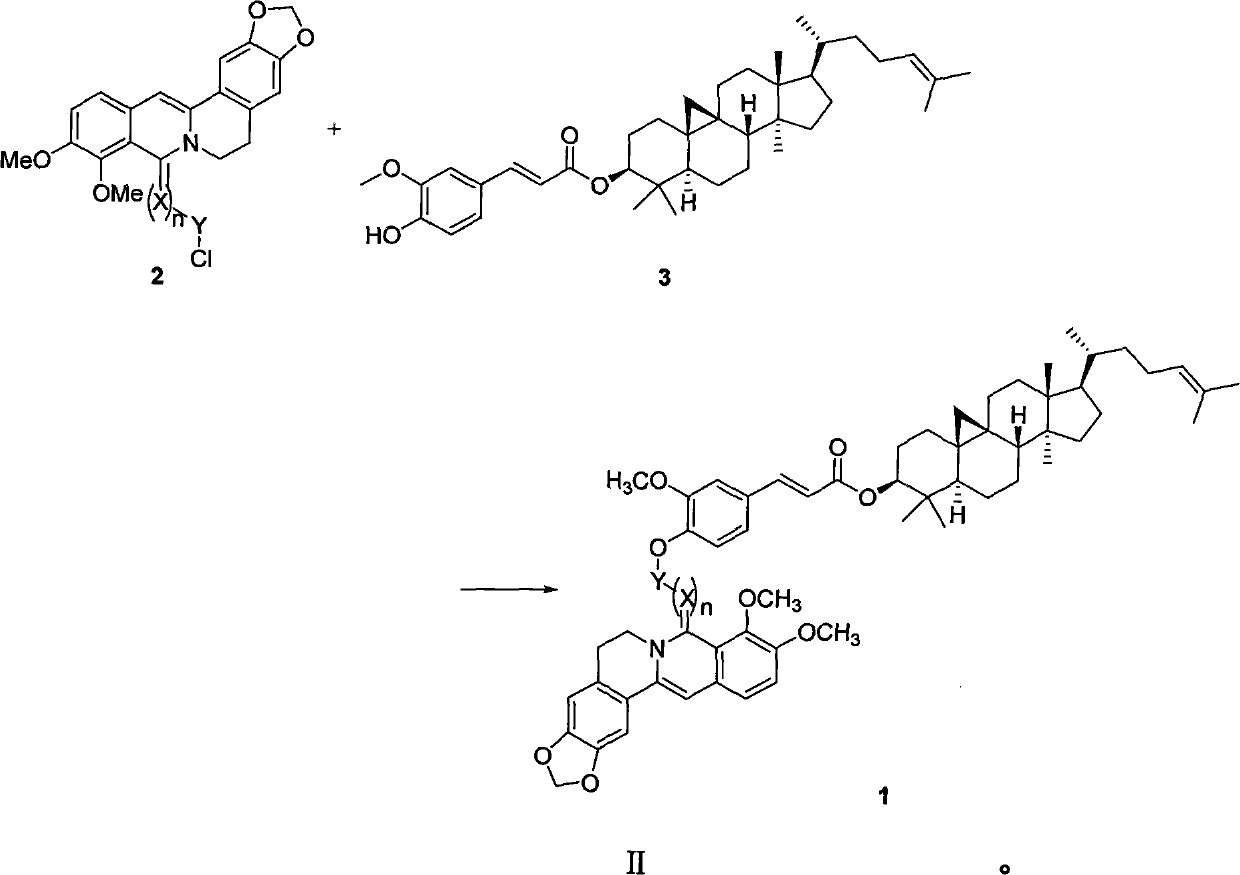 Berberine-oryzanol compound, and preparation method and application thereof