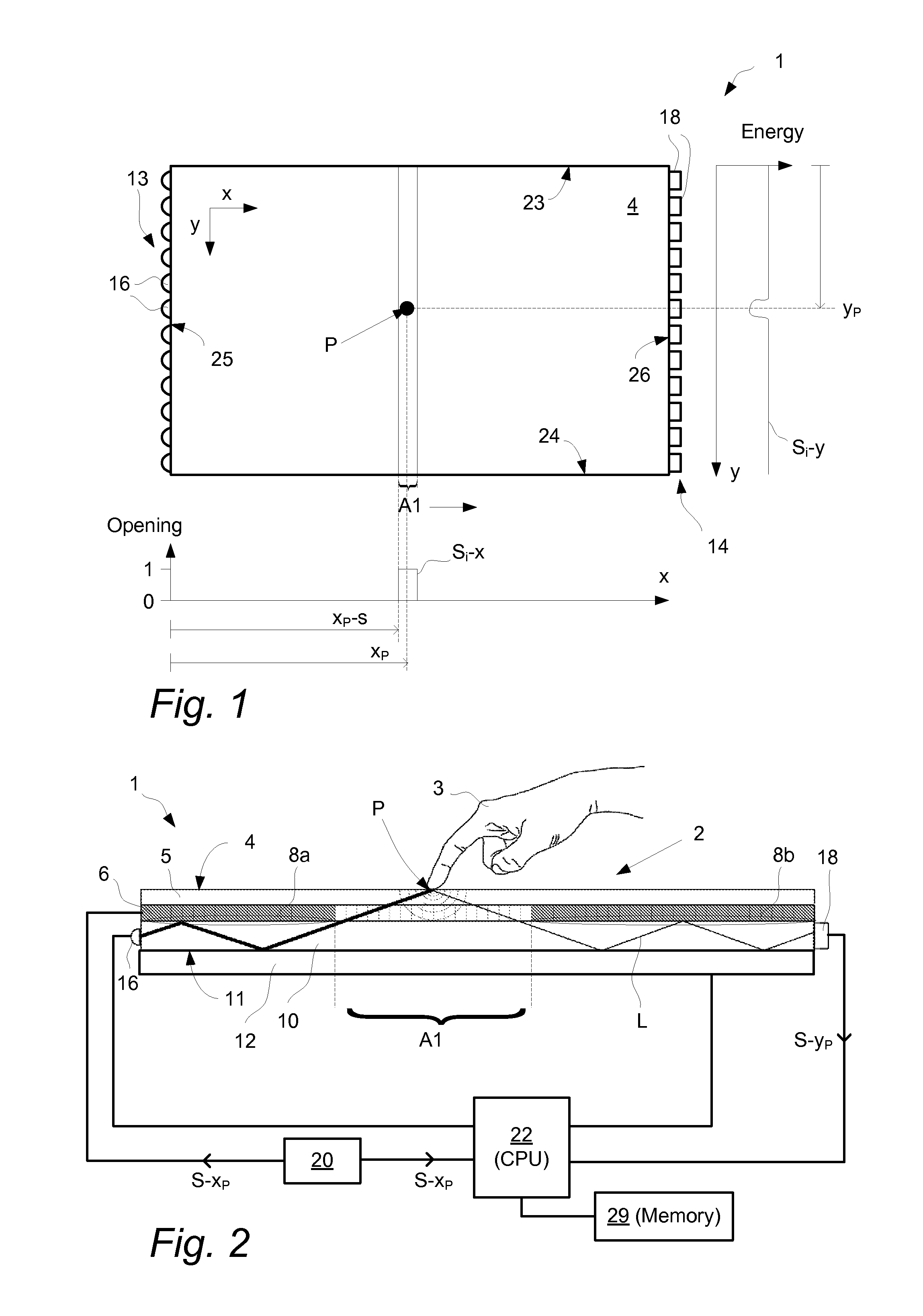 Touch surface with variable refractive index