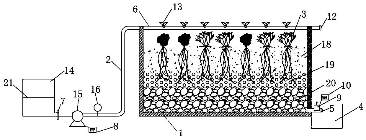 Drying artificial wetland system and method capable of enhancing absorption of nitrogen and phosphorus