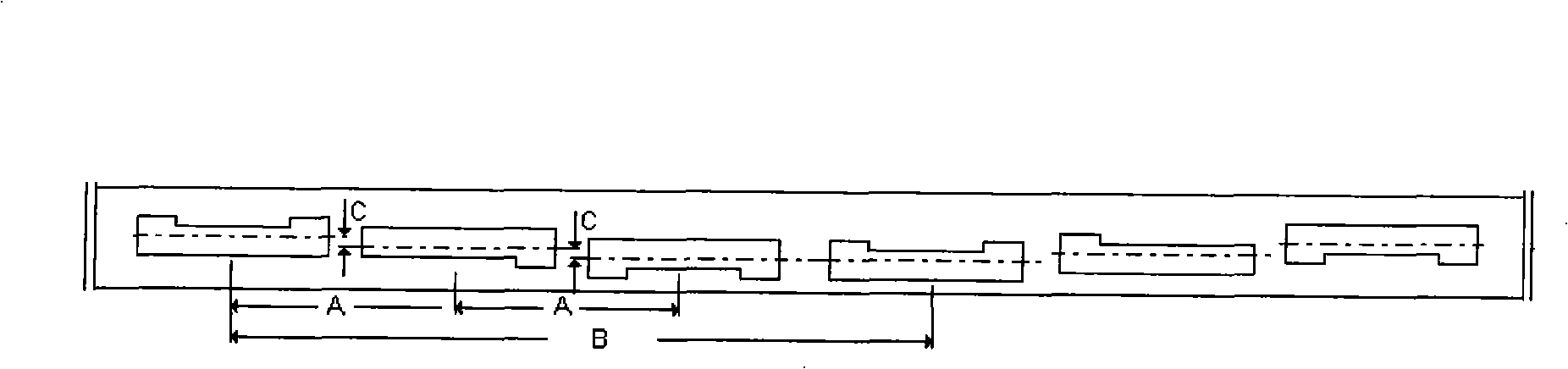 Short pitch alternation mixed trenching radiation type leak coaxial cable