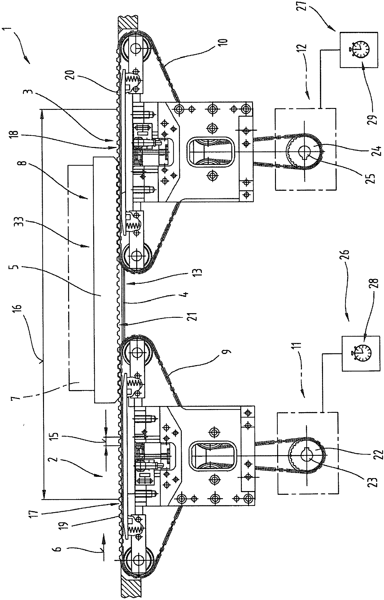 Method for transferring a workpiece carrier between two toothed-belt conveyors