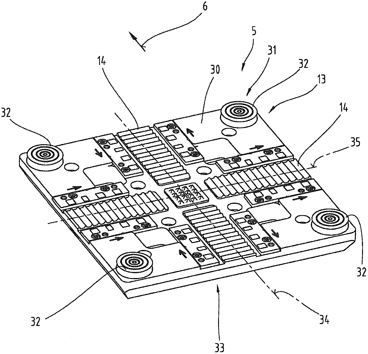 Method for transferring a workpiece carrier between two toothed-belt conveyors