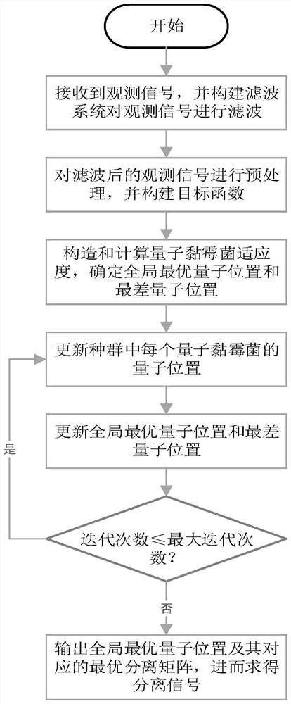 Blind source separation method based on quantum slime mold search mechanism under strong shock noise