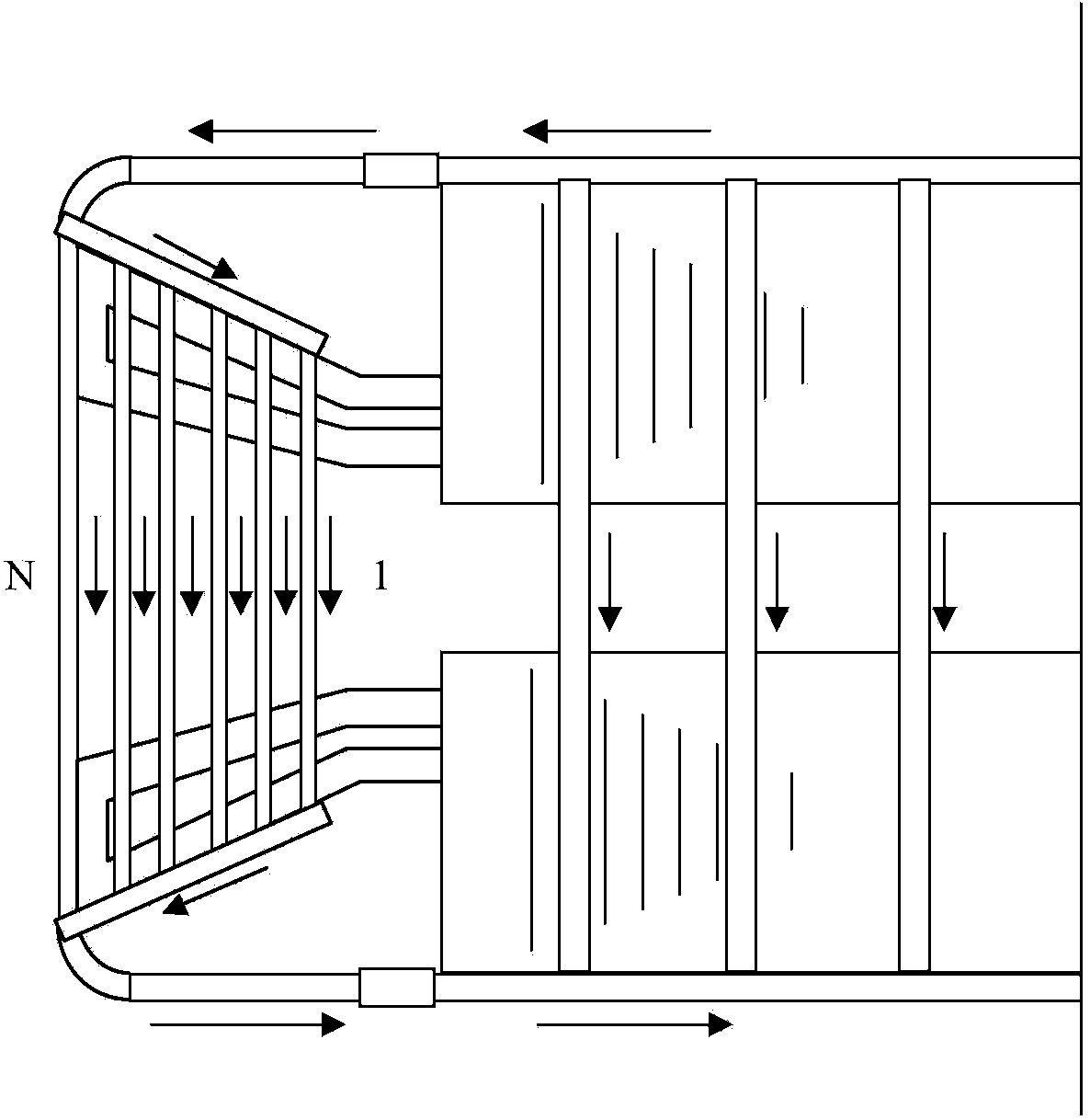 Motor multipath series-parallel water cooling system