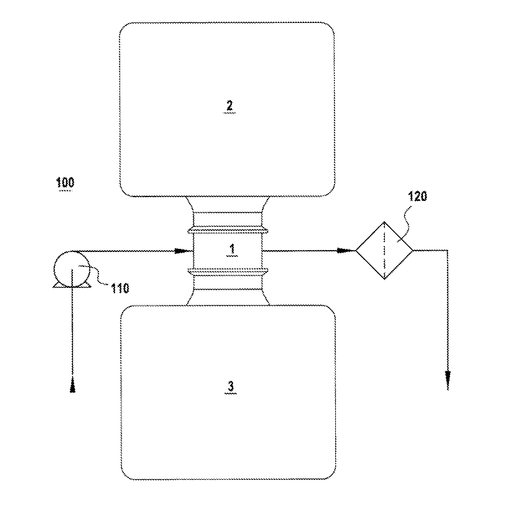 Dust extractor, in the context of the transfer of powdery products, installation, dust extraction method, transfer method, and sterilization method using said device