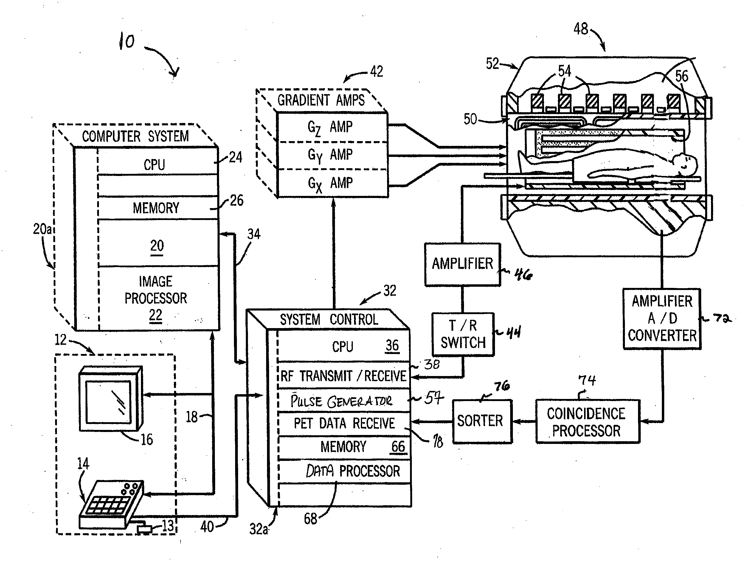 System and apparatus for detecting gamma rays in a pet/mri scanner